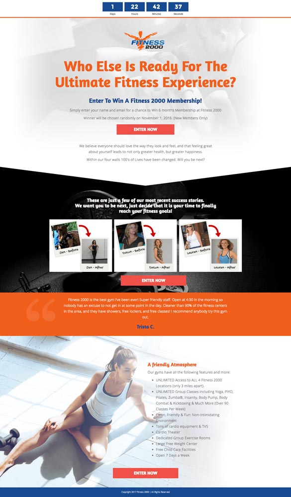 landing pages fitness